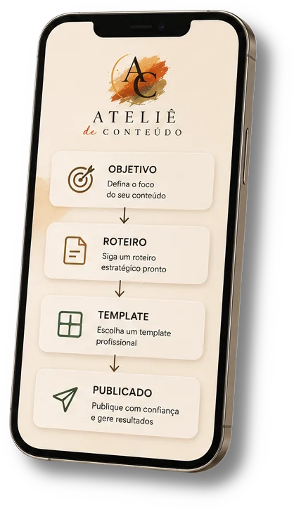 Sistema Ateliê de Conteúdo organizado no celular